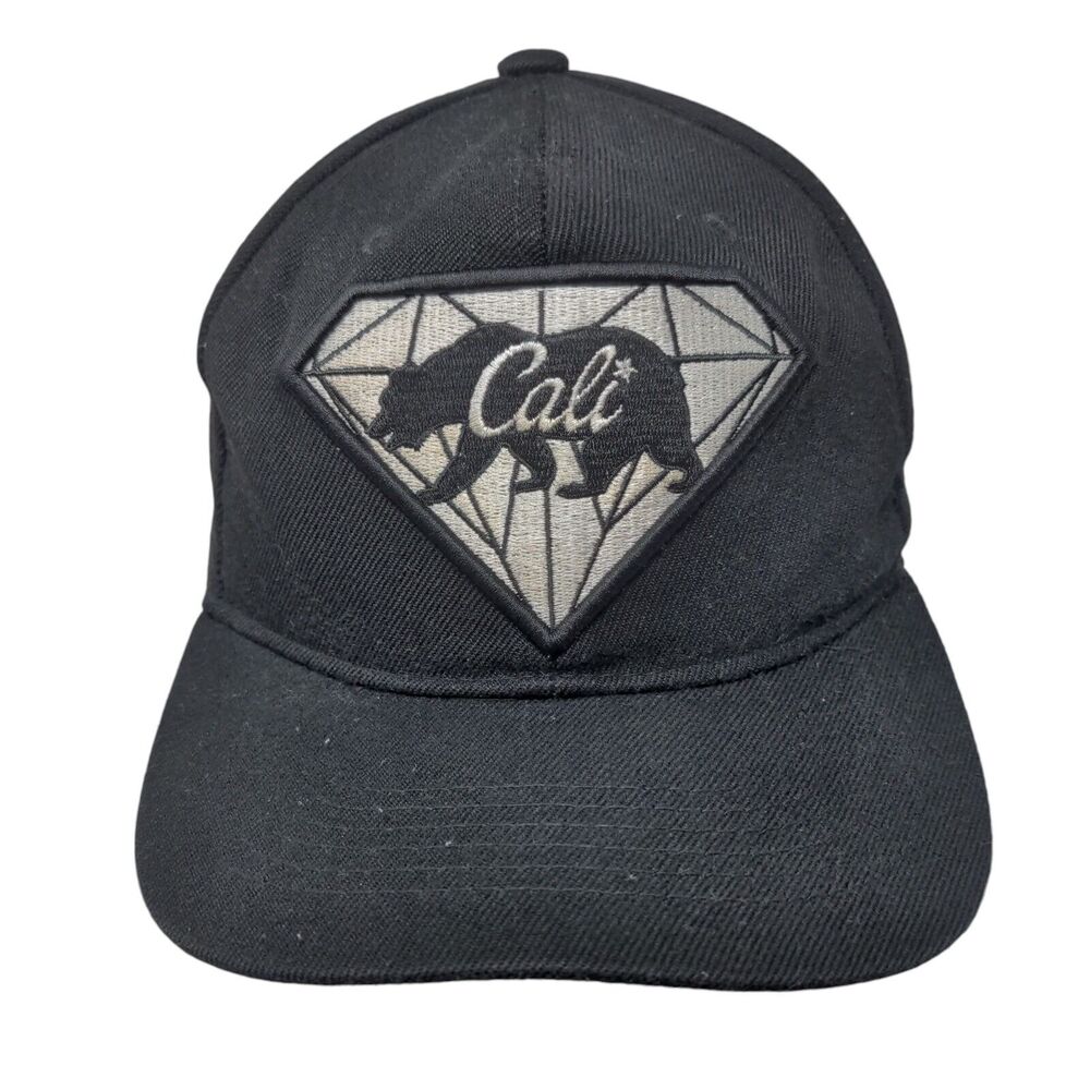 Cali Bear Snapback Hat Black One Size Adjustable Embroidered 6 Panel